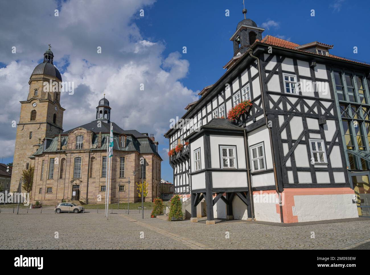 Stadtkirche, Rathaus, Markt, Waltershausen, Thüringen, Allemagne Banque D'Images