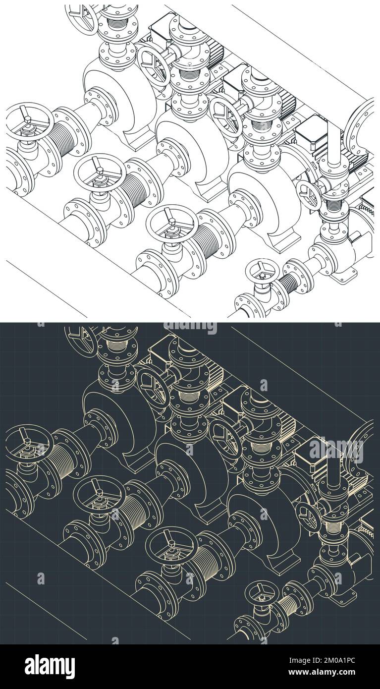 Illustration vectorielle stylisée des plans de la station de pompage Illustration de Vecteur