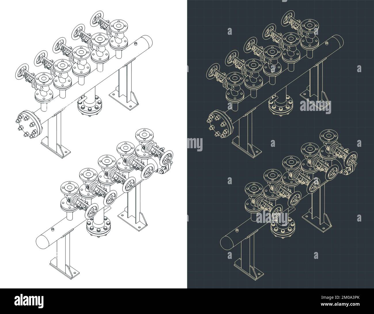 Illustration vectorielle stylisée de modèles isométriques de tête de récolte de vapeur Illustration de Vecteur