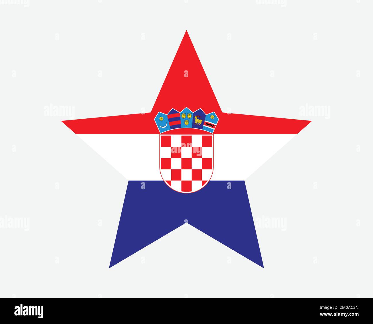 Drapeau étoile de Croatie. Drapeau croate en forme d'étoile. Symbole de bannière nationale symbole Vector 2D maquette plate Illustration graphique Illustration de Vecteur