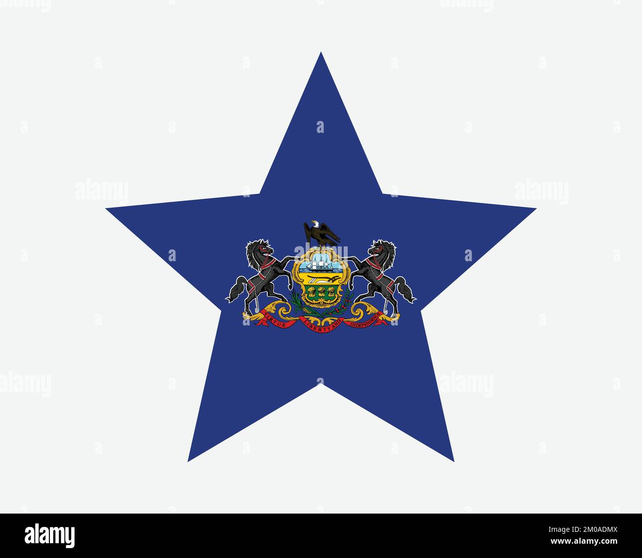 Drapeau Pennsylvania Star. PA USA drapeau d'état en forme d'étoile à cinq points. Pennsylvanian US bannière icône symbole Vector Flat Artwork Illustration graphique Illustration de Vecteur