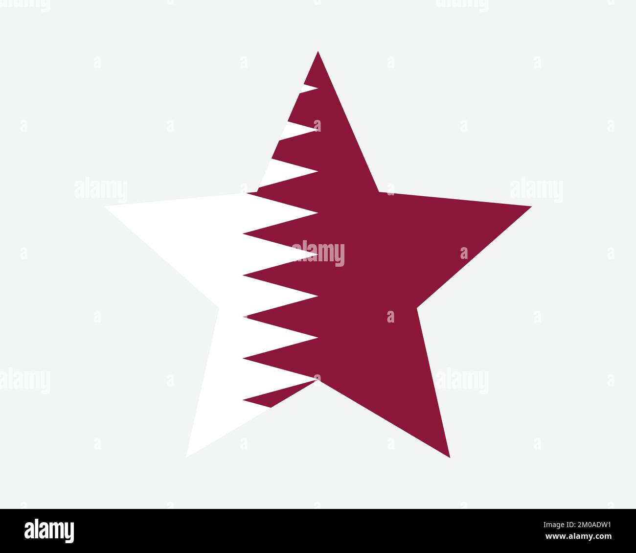 Drapeau étoile Qatar. Drapeau Qatari en forme d'étoile. Etat du Qatar pays icône bannière nationale symbole Illustration graphique vectorielle à plat Illustration de Vecteur