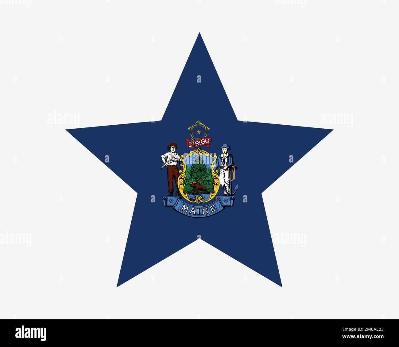 Pavillon Maine Star. ME USA drapeau d'état en forme d'étoile à cinq points. Icône de bannière américaine Mainer symbole Illustration graphique vectorielle plate Illustration de Vecteur