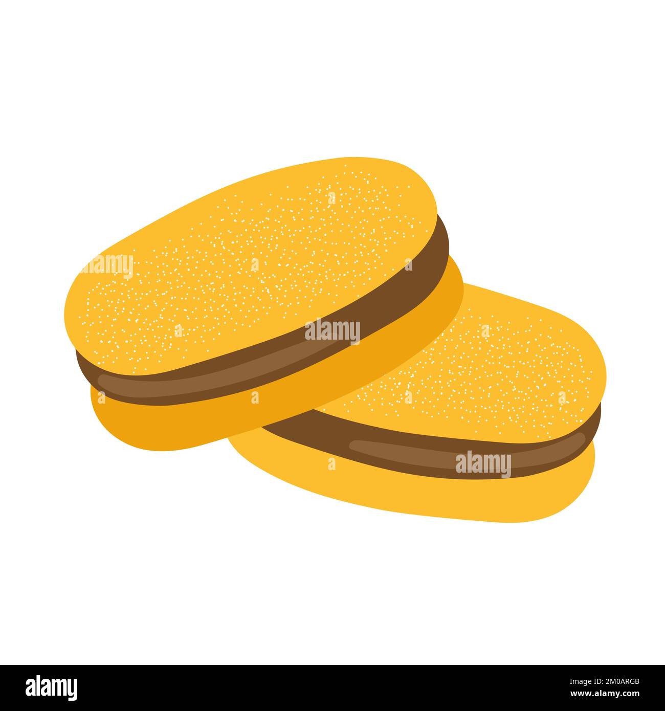 Alfajor de maicena, biscuits chiliens traditionnels remplis de lait condensé ou de chocolat. Illustration de clip art vectoriel isolée. Illustration de Vecteur