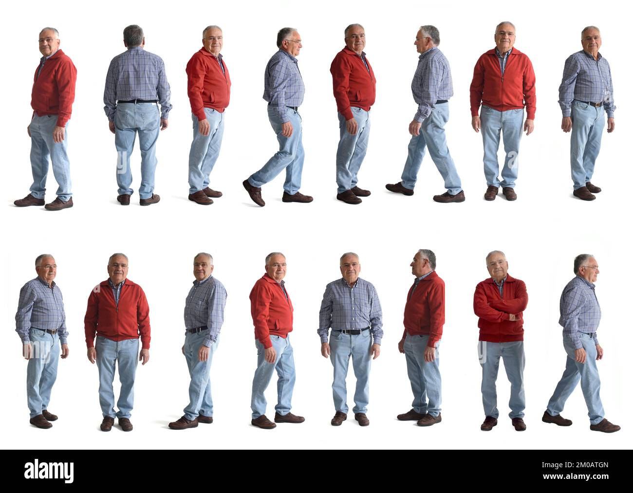 groupe d'hommes âgés sur fond blanc Banque D'Images