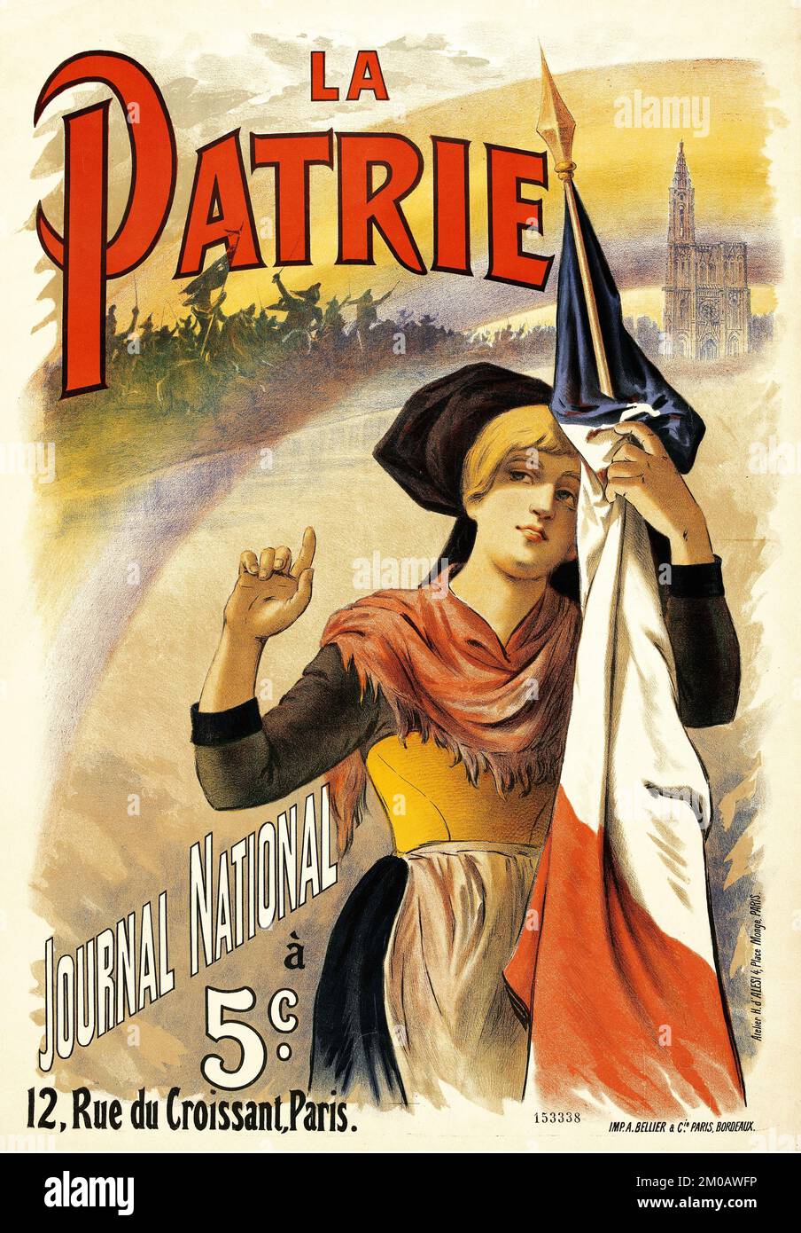 FRÉDÉRIC HUGO d'ALESI (1849-1906) Journal National la Patrie, rue du Croissant Paris c 1890-1900 Banque D'Images