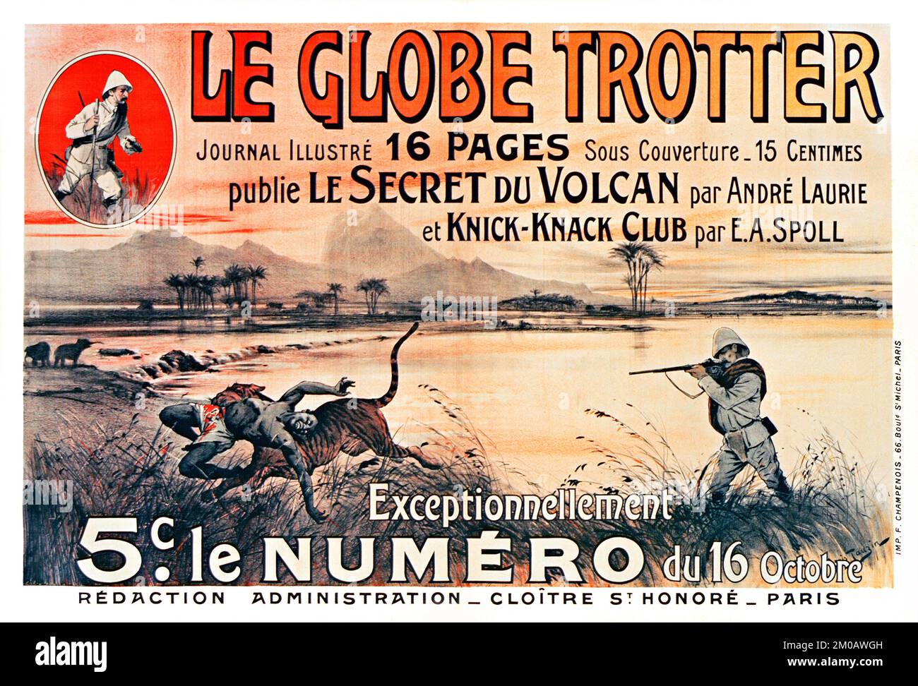 Le Globe Trotter - Louis Tauzin (vers 1910) Tiger Safari Banque D'Images