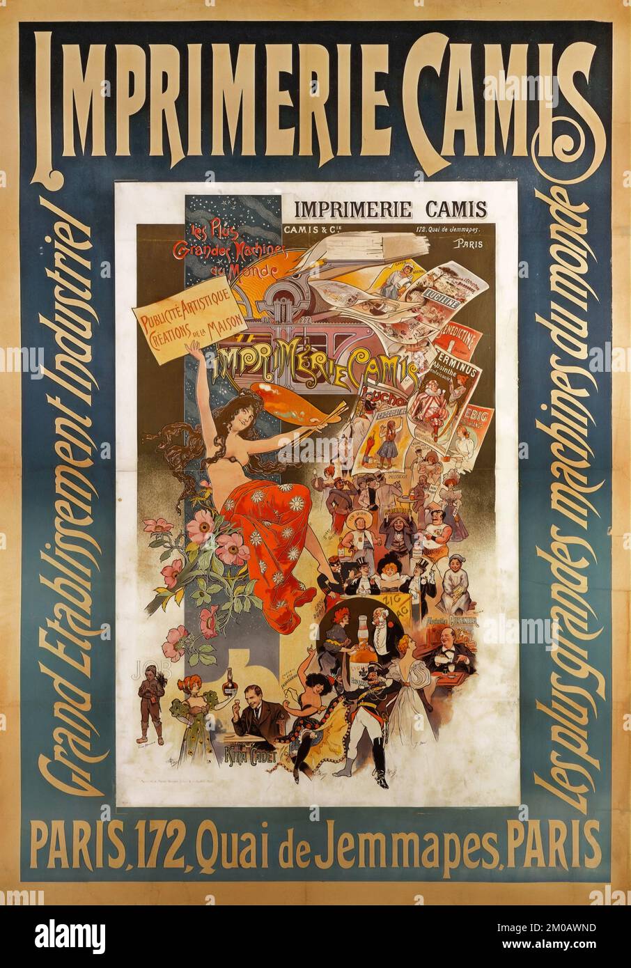 Imprimerie Camis - Grand établissement industriel - affiche ancienne française (1880-1900) Banque D'Images