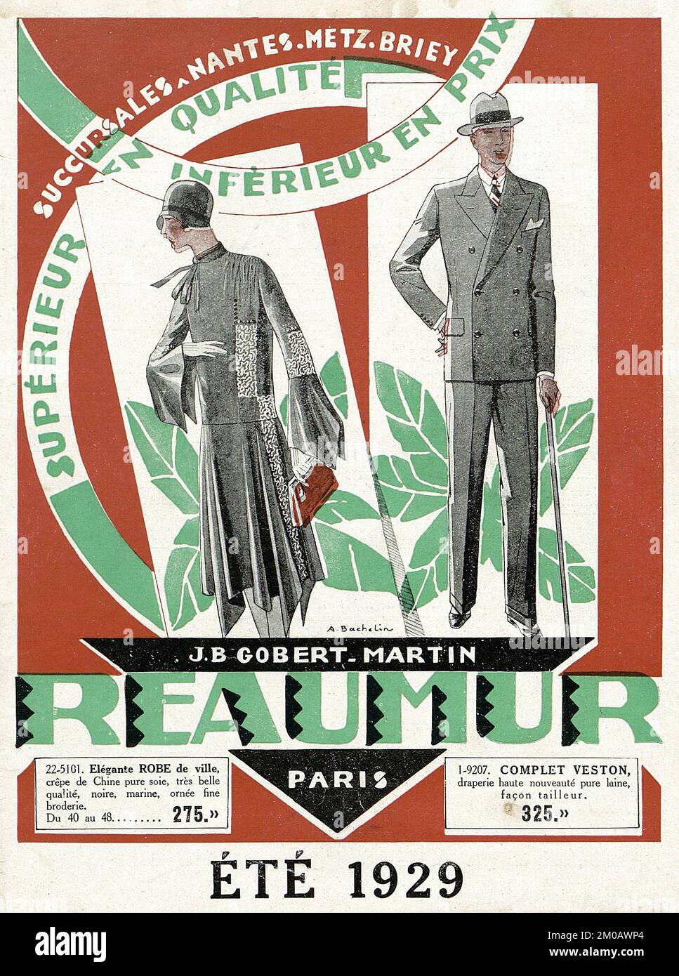 Couverture de catalogue - Réaumur, supérieur en qualité inférieur en prix, été 1929 - 1920s Fashion Banque D'Images