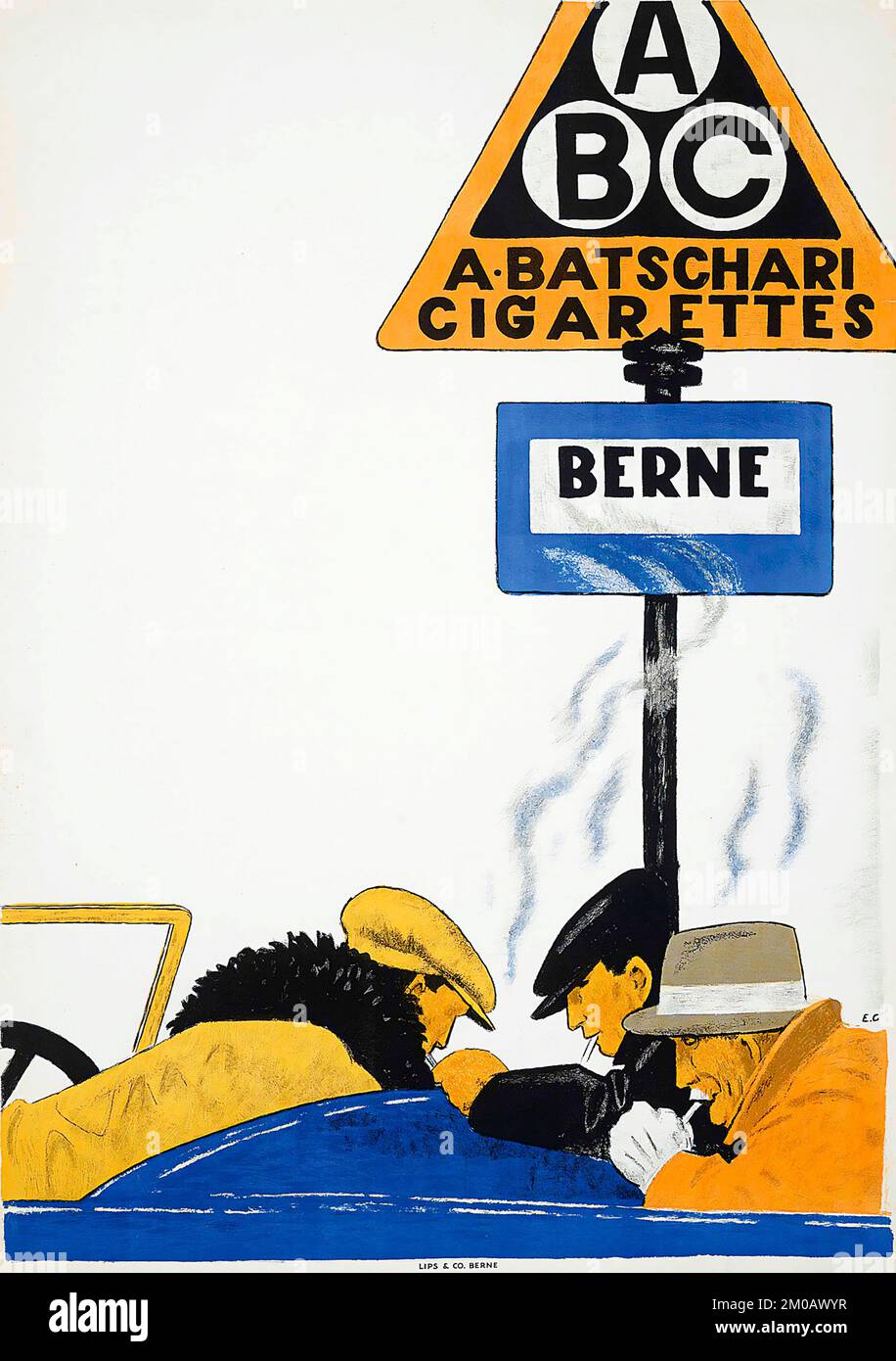 Emil Cardinaux (1877-1936) ABC BERNE, 1914. A Batschari cigarettes, Berne, Suisse, Suisse, Suisse, Suisse Banque D'Images