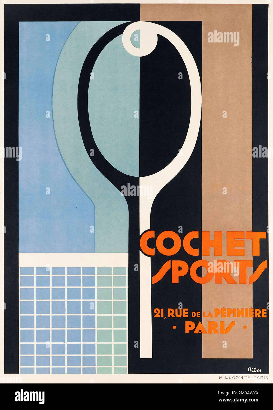 Sport vintage : affiche tennis - Ribes - COCHET SPORTS - Paris c 1920 Banque D'Images