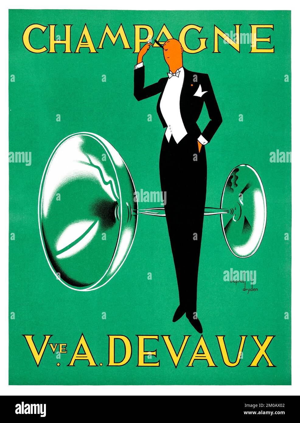 Veuve A. Devaux Champagne (c. 1930s). Affiche publicitaire française - Ernst Deutsch Dryden Artwork Banque D'Images