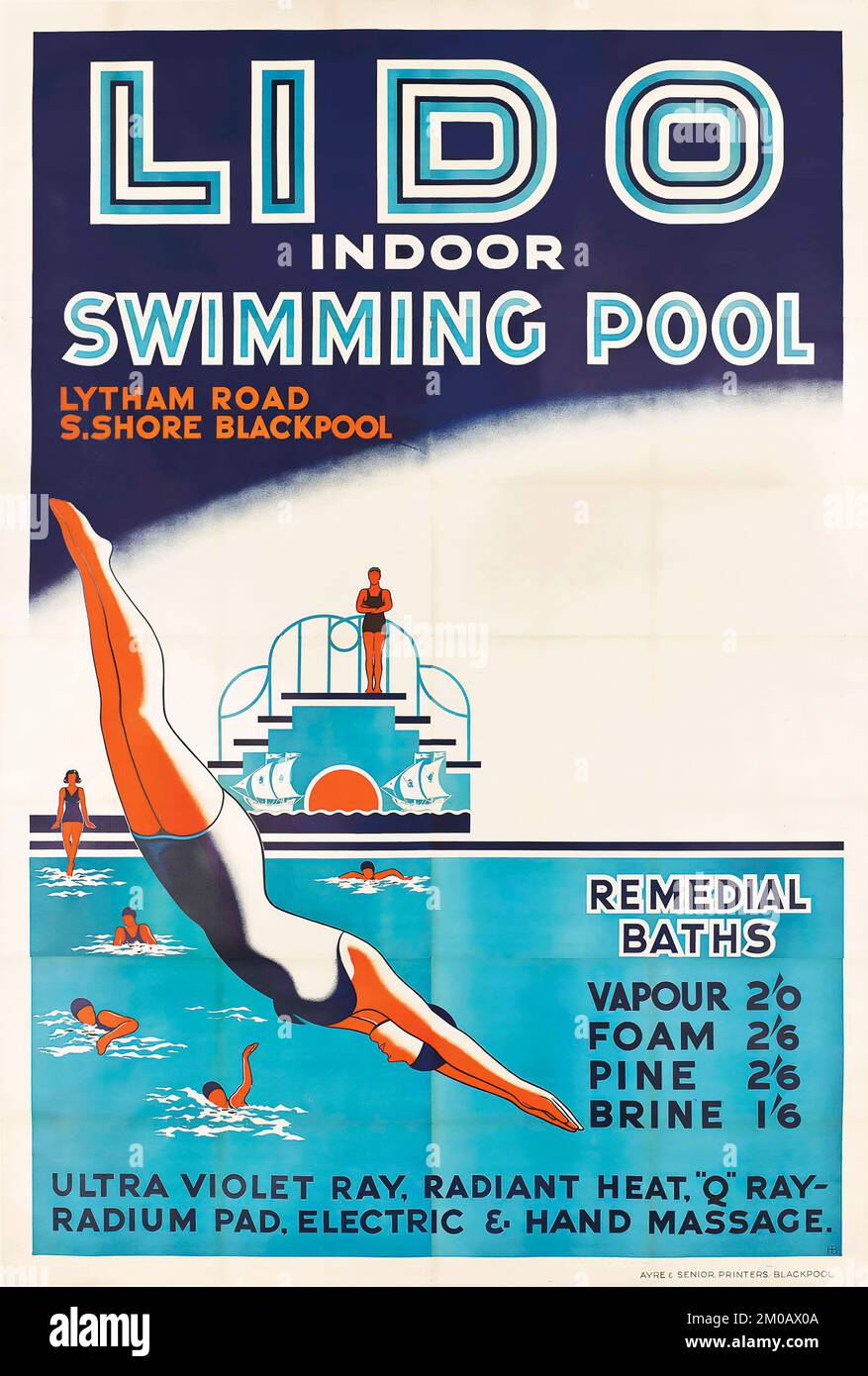 HB - BLACKPOOL LIDO piscine intérieure - Lytham Road S. Shore Blackpool - bains de rappel - 1920s Banque D'Images