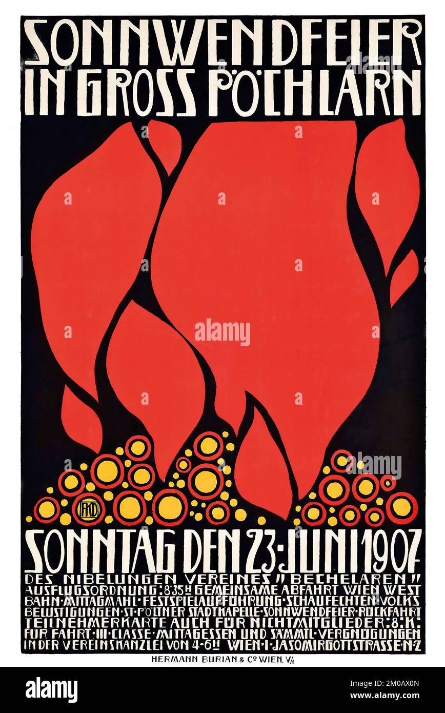 Fritz Karl Delavilla art- SONNWENDFEIER DANS BRUT PÖCHLARN - 1907 Banque D'Images