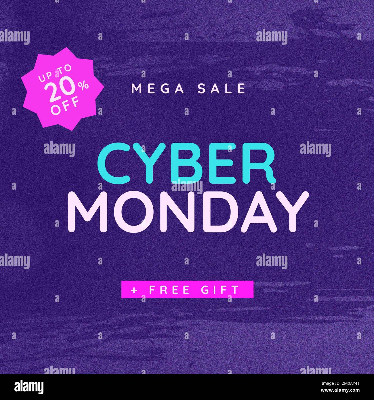 Image carrée de cyber monday méga solde texte cadeau gratuit sur fond bleu Banque D'Images