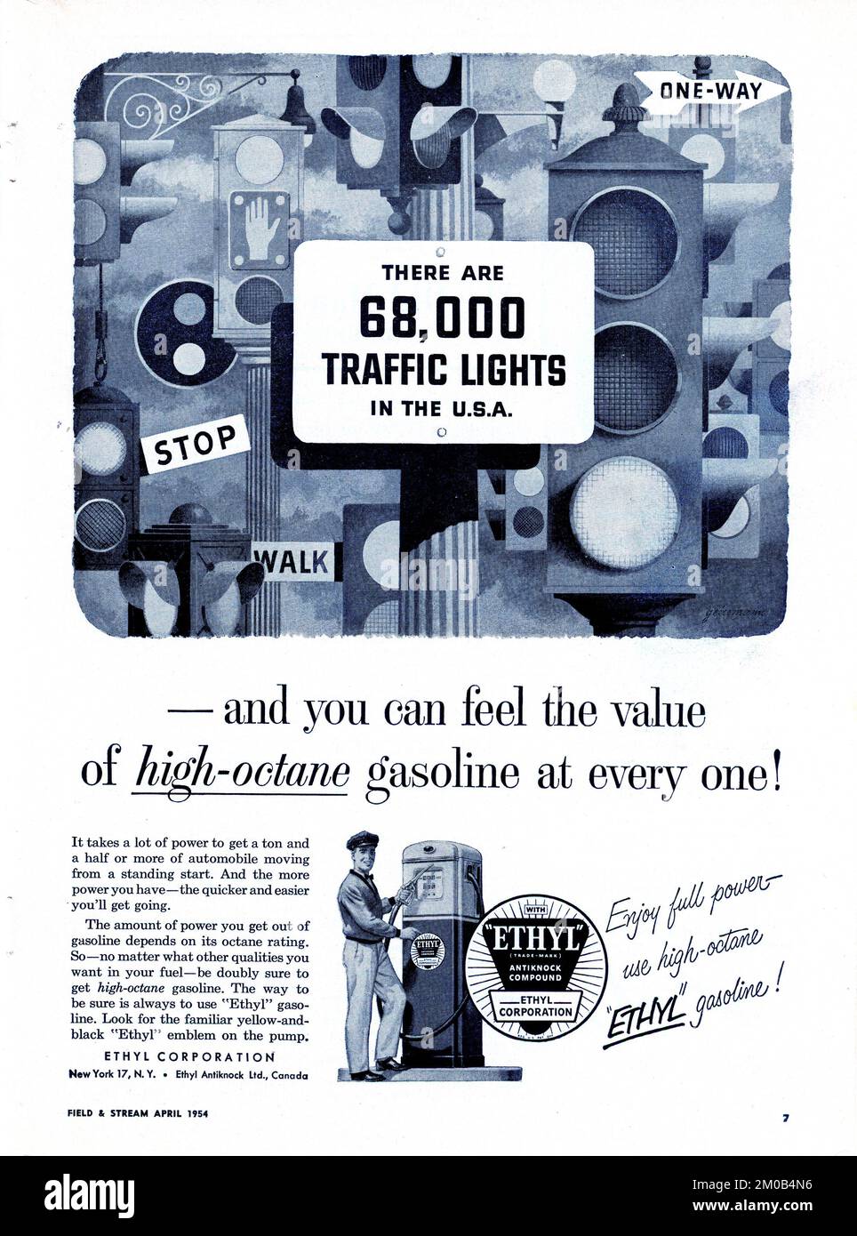 Vintage avril 1954 « Field & Stream » magazine issue Publicité, États-Unis Banque D'Images