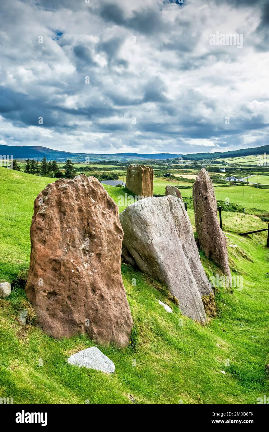 L'image est du site de sépulture en bronze du cercle de pierres Auchagallon, qui aurait environ 5000 ans sur l'île d'Arran Banque D'Images