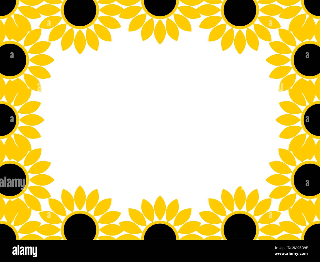 Cadre avec fleurs de soleil stylisées avec un format d'image de 4:3. Image vectorielle. Illustration de Vecteur