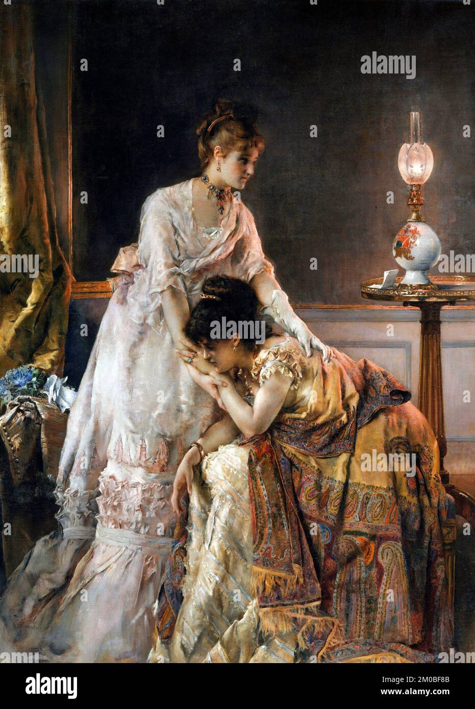 Après le bal de l'artiste belge Alfred Stevens (1823-1906), huile sur toile 1874 Banque D'Images