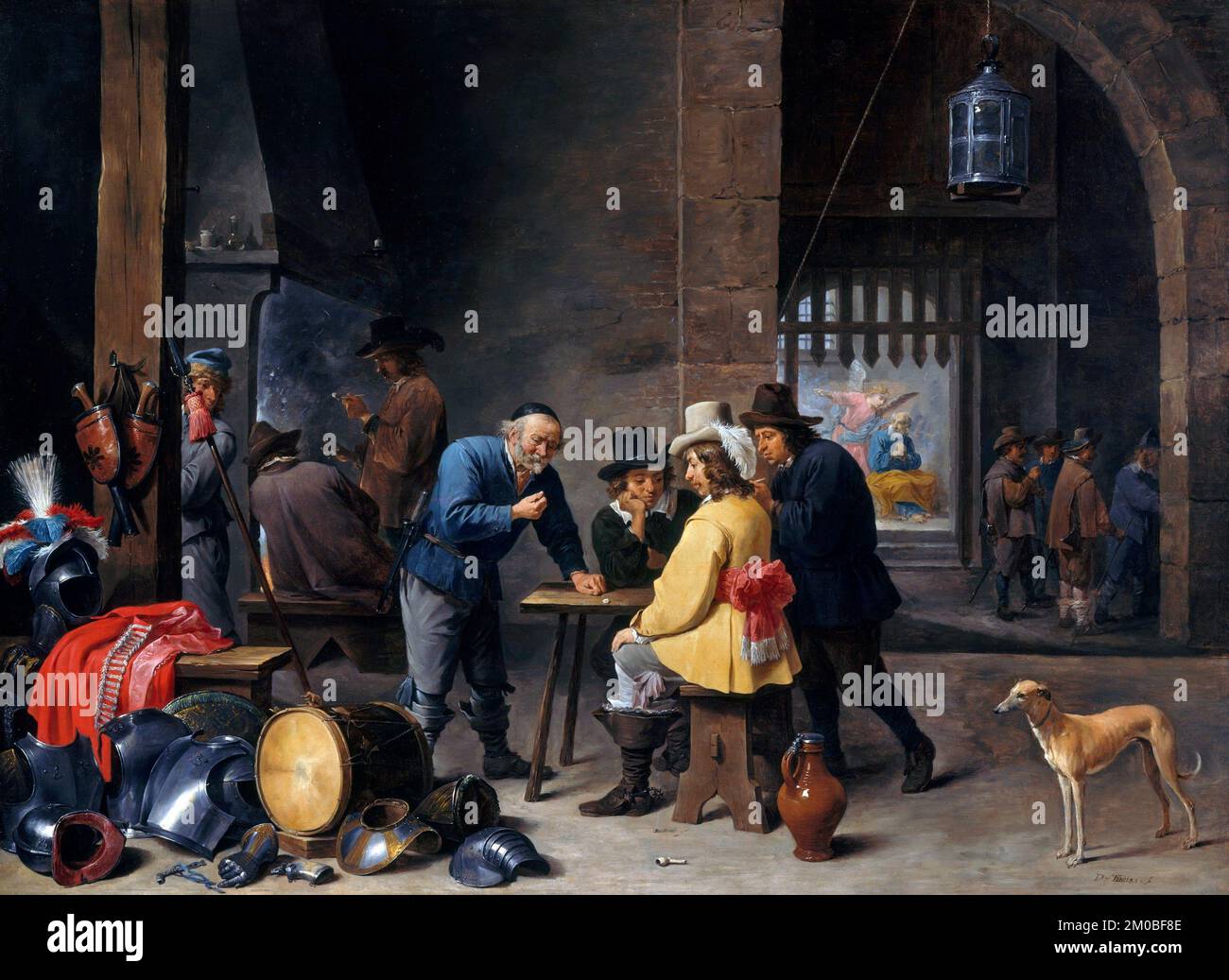 Guardroom avec la livraison de Saint Peter par David Teniers le plus jeune (1610-1690), huile sur panneau de bois, c. 1645-7 Banque D'Images