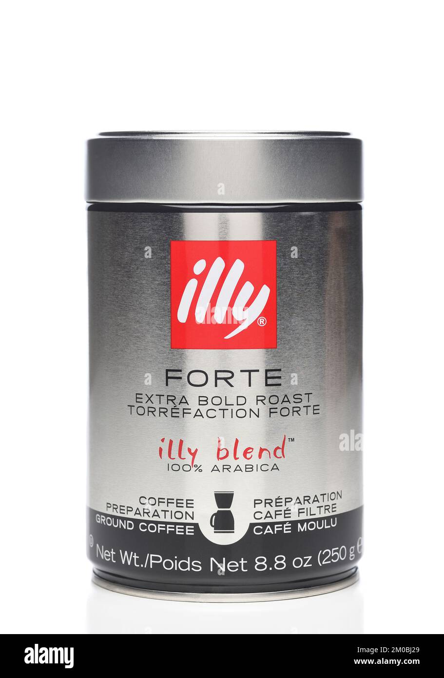 Café grains Espresso Illy. Boite métal 250 g.