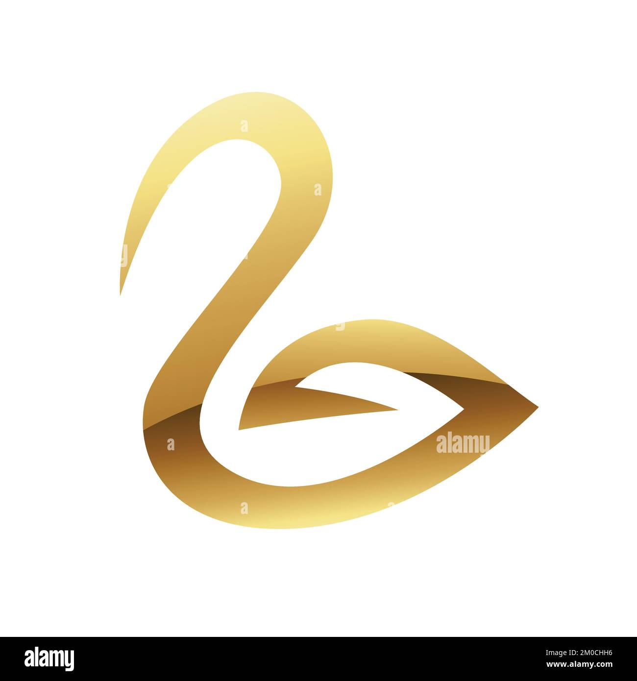 Swan abstrait brillant doré sur fond blanc Illustration de Vecteur