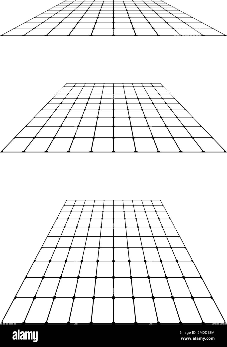 Ensemble de surfaces de grille plates. Plan horizontal du rectangle dans une perspective différente. Collection d'éléments de conception différents angles. Vecteur Illustration de Vecteur