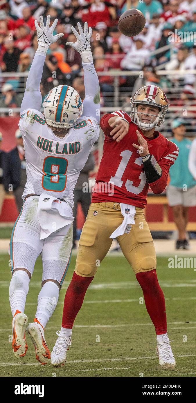 Miami Dolphins safety Jevon Holland (8) waits on the snap during a NFL  football game against the Minnesota Vikings, Sunday, Oct.16, 2022 in Miami  Gardens, Fla. (AP Photo/Alex Menendez Stock Photo - Alamy