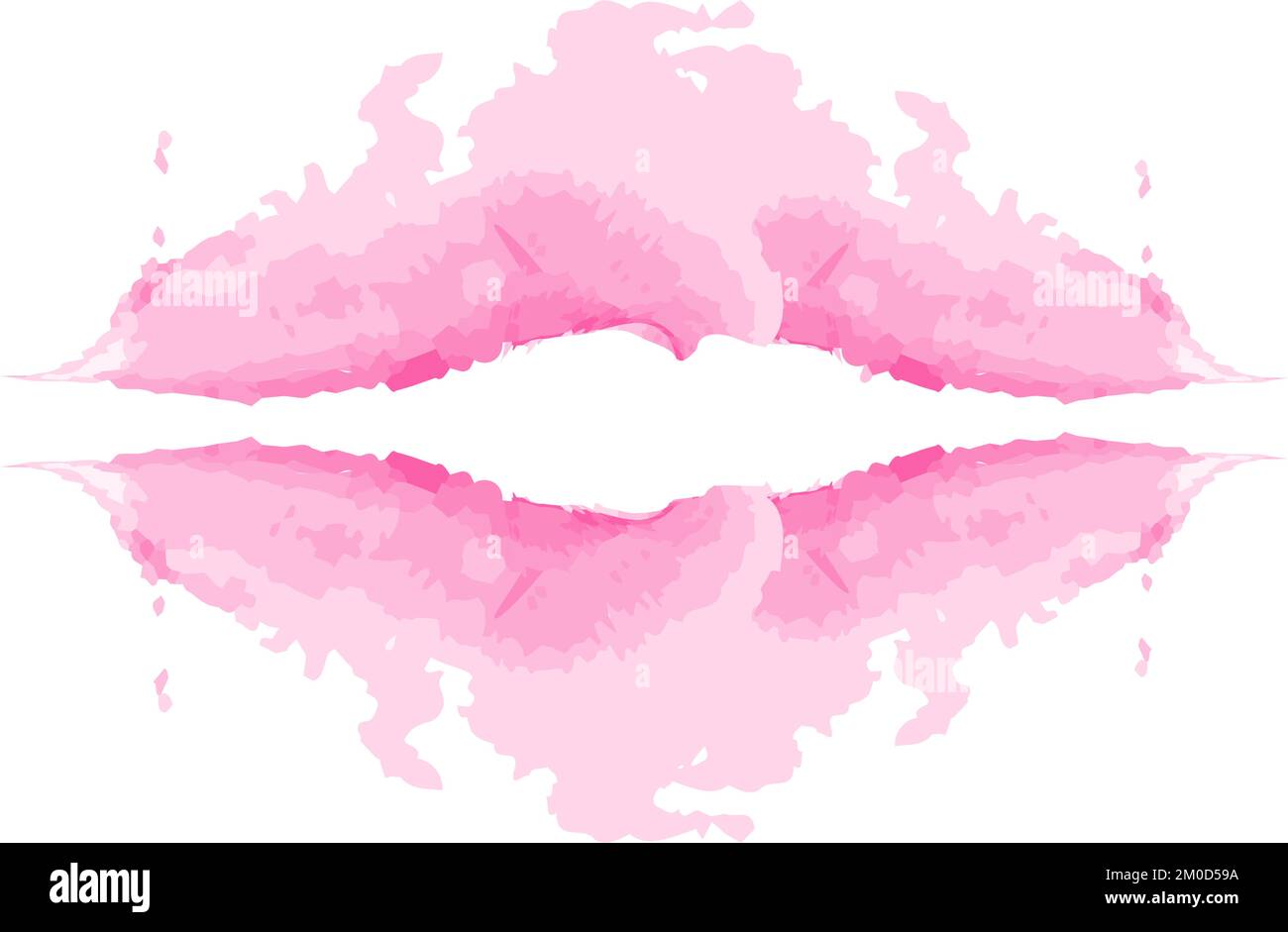 Trait de pinceau abstrait en forme de lèvres dans des teintes roses tendance aquarelle. Bonne Saint Valentin. Isoler. Adapté à l'arrière-plan pour le Web, l'affiche, la carte, la brochure, la brochure, étiquette ou étiquette de prix. EPS Illustration de Vecteur
