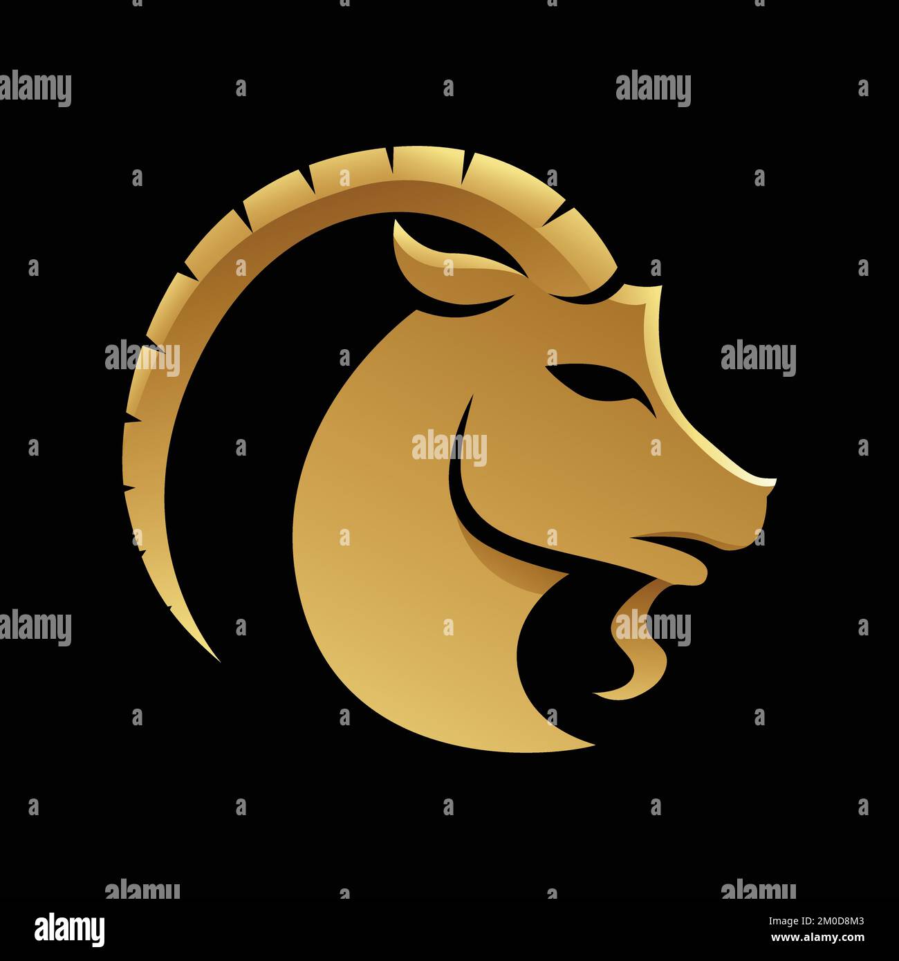 Golden Zodiac signe Capricorne sur un fond noir Illustration de Vecteur