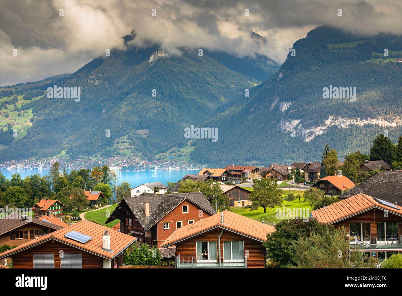 Vue aérienne de la ville d'interlaken dans l'Oberland bernois, Suisse Banque D'Images