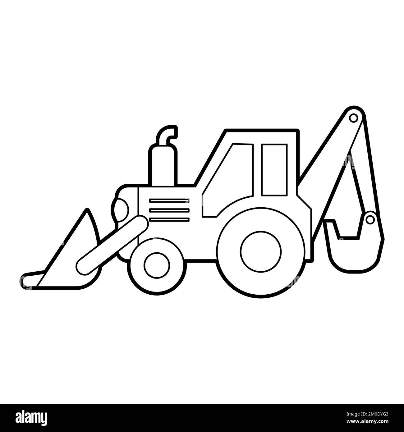 Illustration vectorielle d'un bulldozer. Style d'icône avec contour noir. Logo. Livre de coloriage pour enfants Illustration de Vecteur