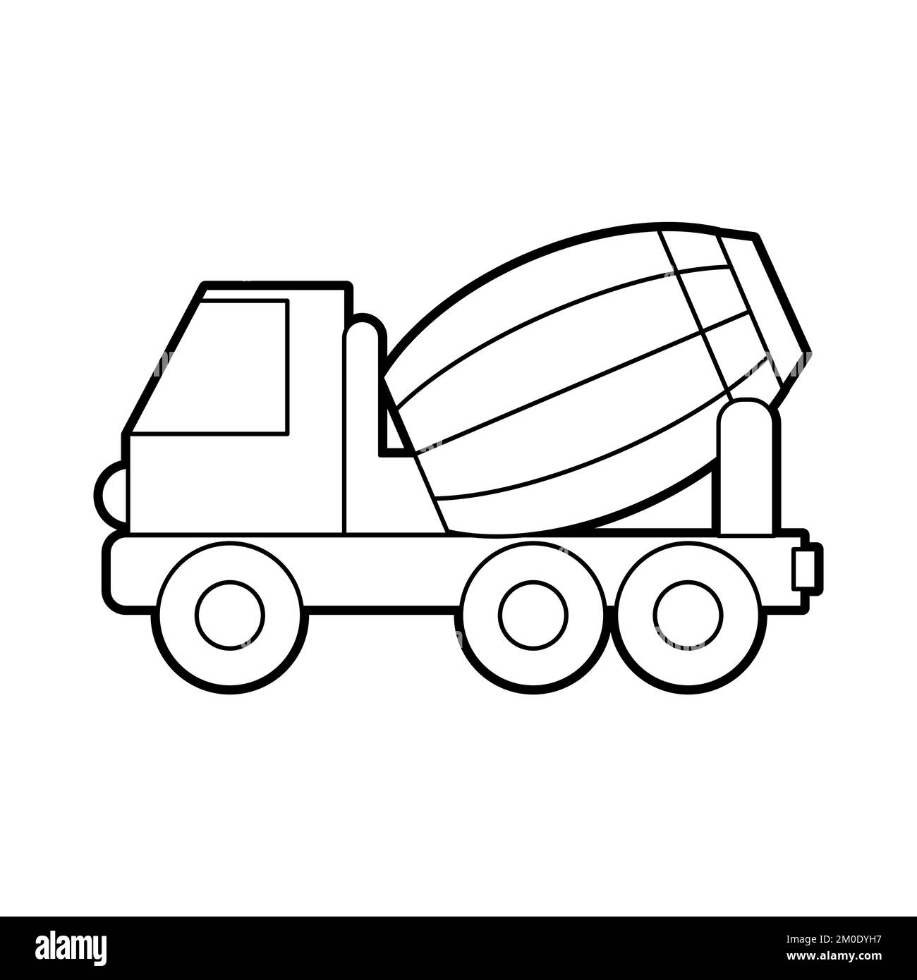 Illustration vectorielle d'un mélangeur de ciment. Style d'icône avec contour noir. Logo. Livre de coloriage pour enfants Illustration de Vecteur