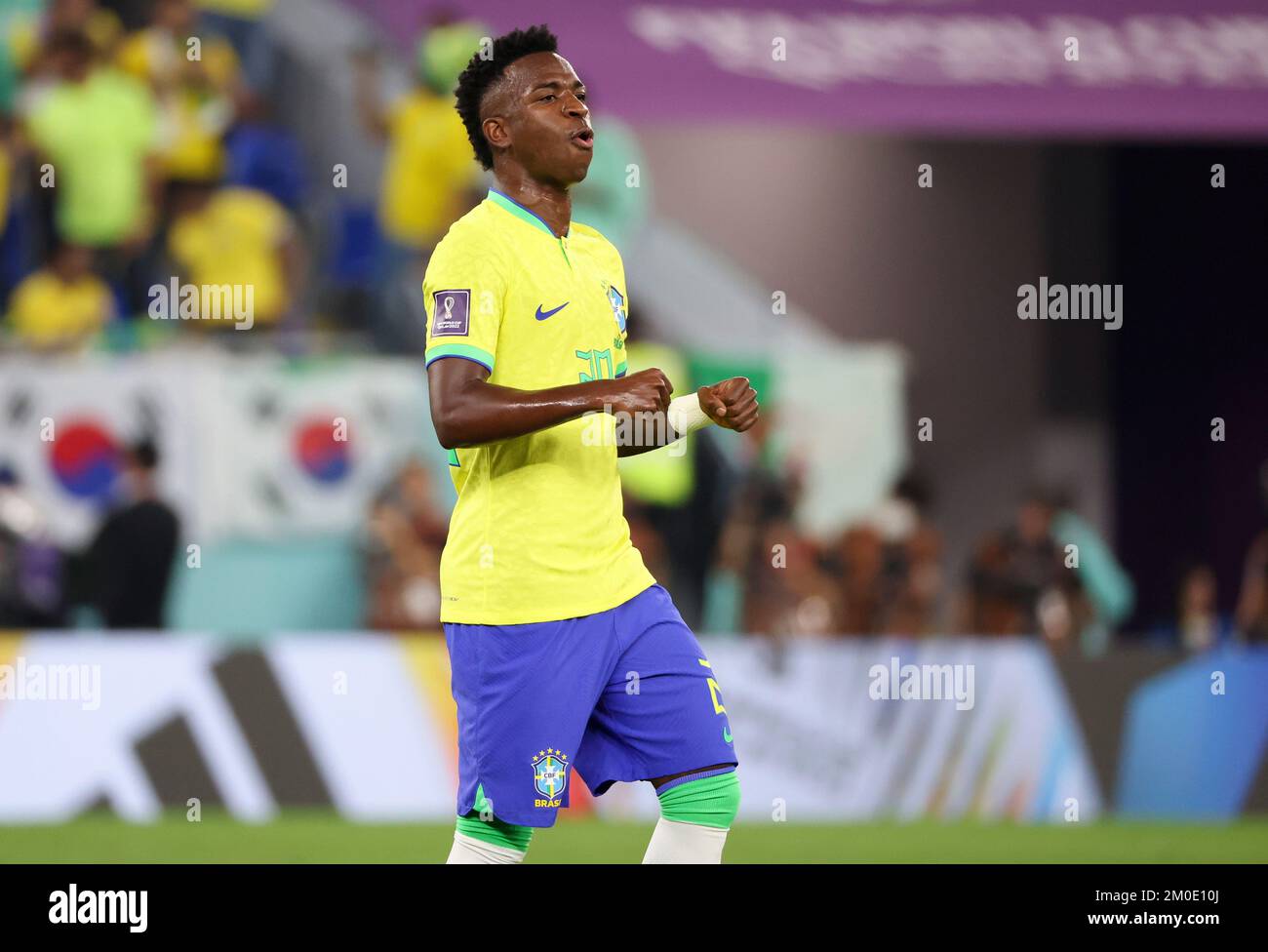 Rodrygo Silva de Goes du Brésil célèbre son but lors de la coupe du monde de la FIFA 2022, Round de 16 match de football entre le Brésil et la République de Corée sur 5 décembre 2022 au stade 974 à Doha, Qatar - photo Jean Catuffe / DPPI Banque D'Images