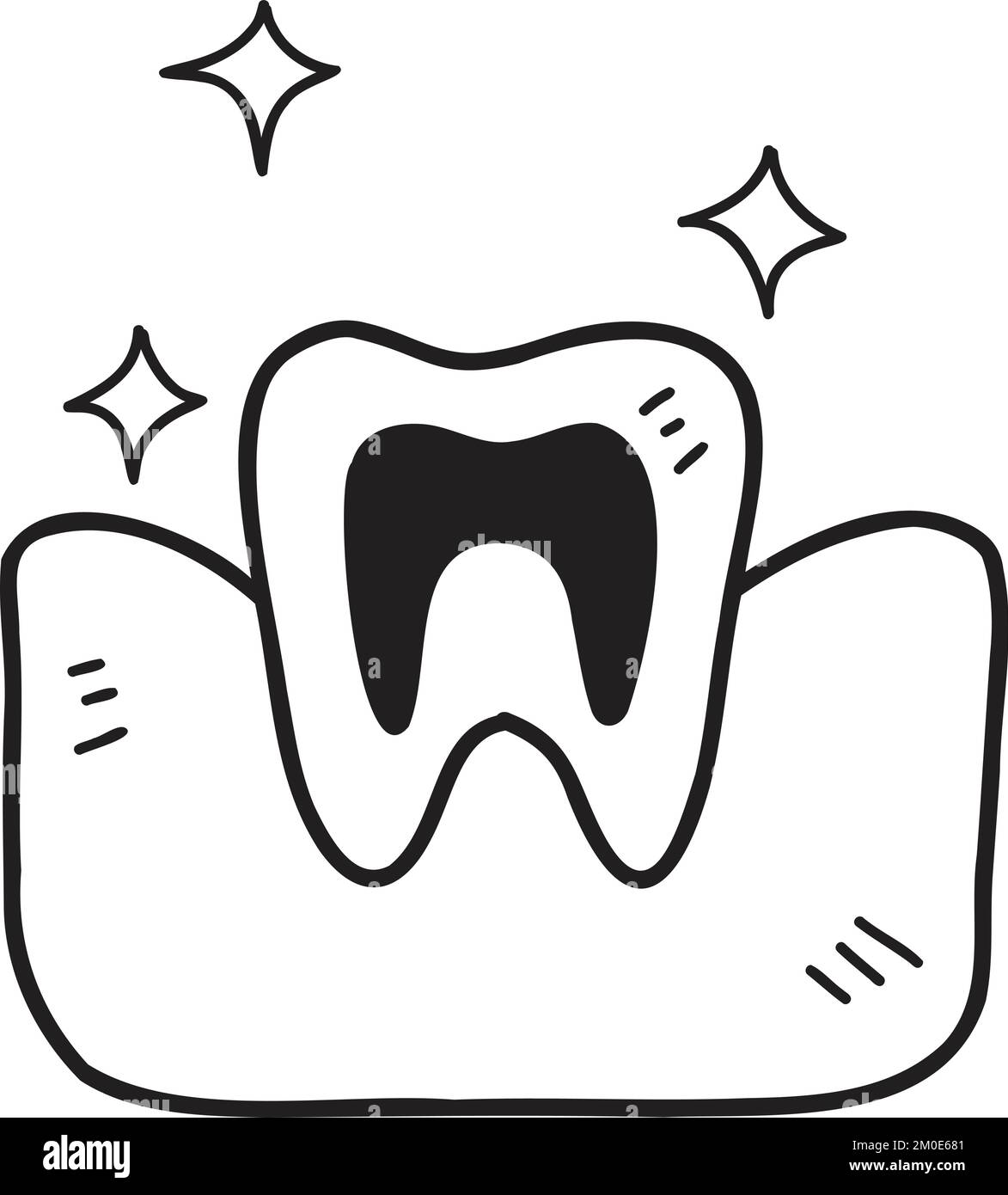 Illustration des dents et des gencives dessinées à la main, isolée sur l'arrière-plan Illustration de Vecteur