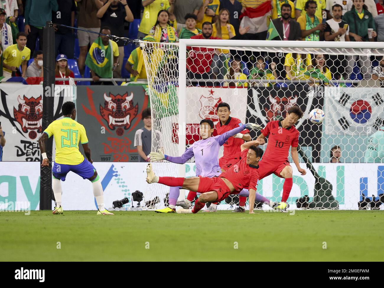 Rodrygo Silva de Goes du Brésil marque son but lors de la coupe du monde de la FIFA 2022, Round de 16 match de football entre le Brésil et la République de Corée sur 5 décembre 2022 au stade 974 à Doha, Qatar - photo: Jean Catuffe/DPPI/LiveMedia Banque D'Images