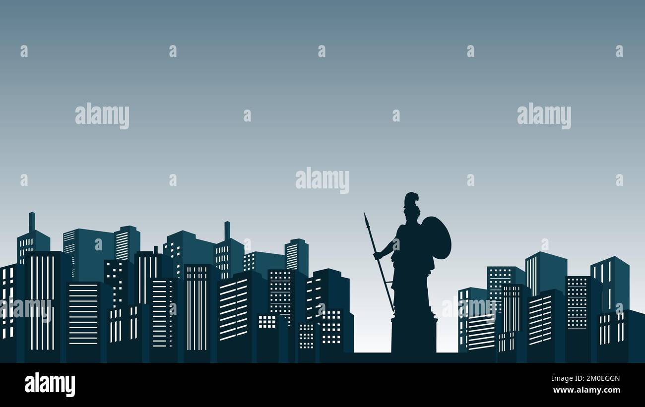 Reflet vectoriel de la silhouette de la ville avec vue sur les grandes tours autour des bâtiments. Vecteur de ville de collecte Illustration de Vecteur