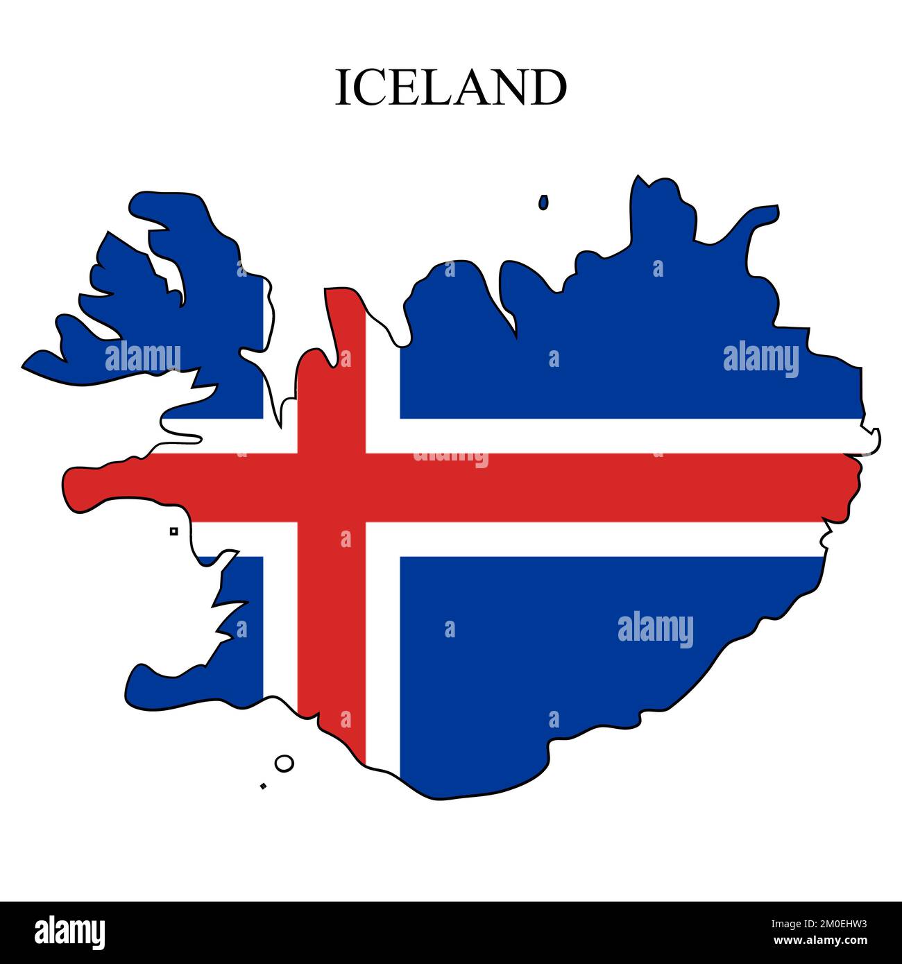 Illustration vectorielle de la carte de l'Islande. Économie mondiale. Pays célèbre. Europe du Nord. Europe. Région scandinave. Illustration de Vecteur