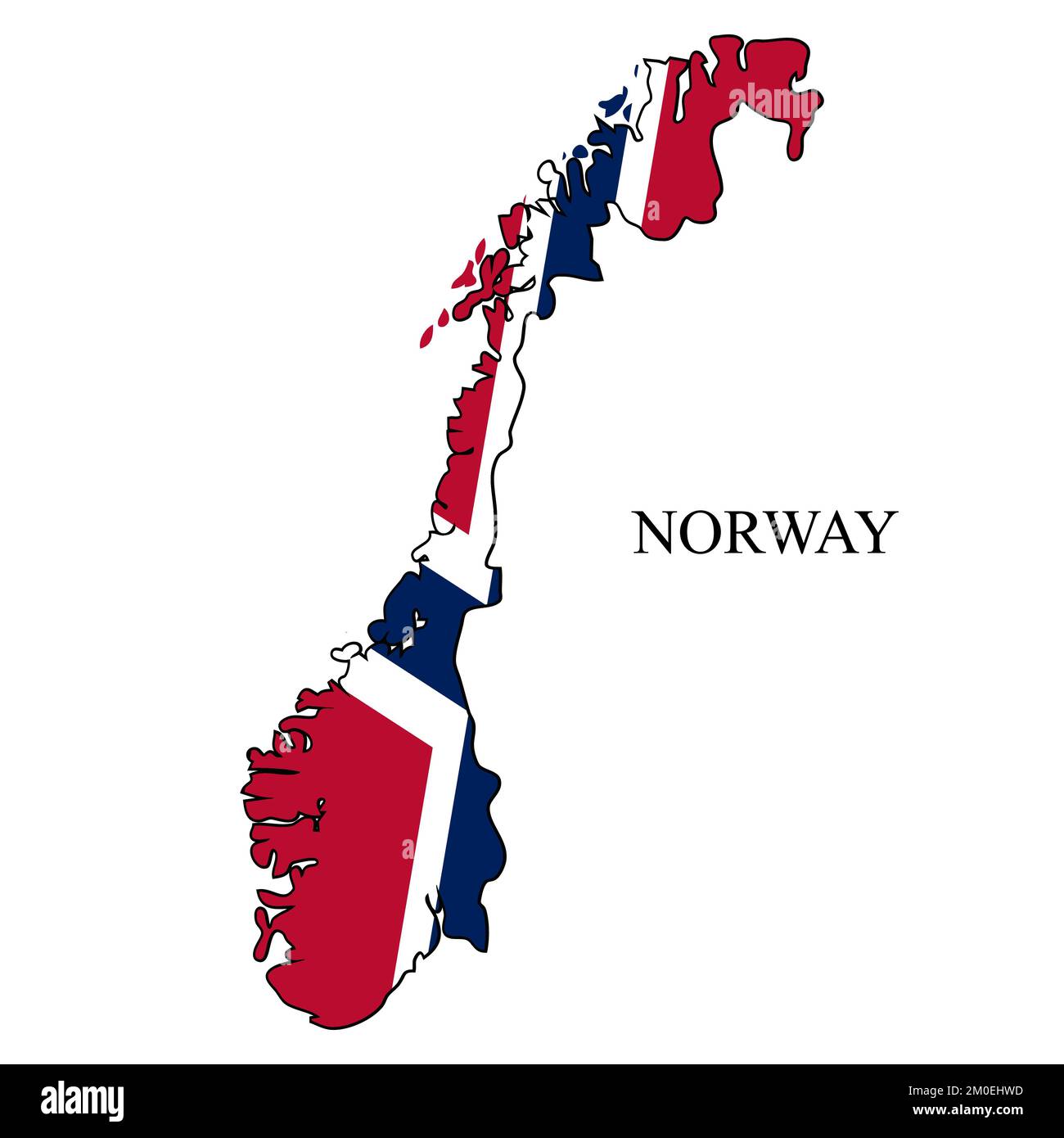 Illustration vectorielle de la carte de Norvège. Économie mondiale. Pays célèbre. Europe du Nord. Europe. Région scandinave. Illustration de Vecteur