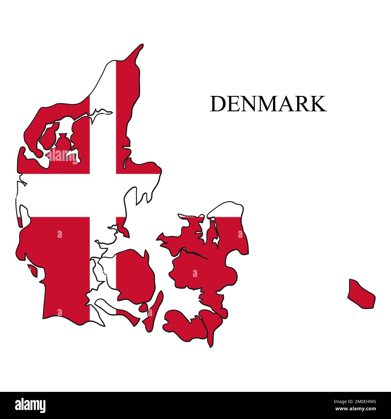 Illustration vectorielle de la carte du Danemark. Économie mondiale. Pays célèbre. Europe du Nord. Europe. Région scandinave. Illustration de Vecteur