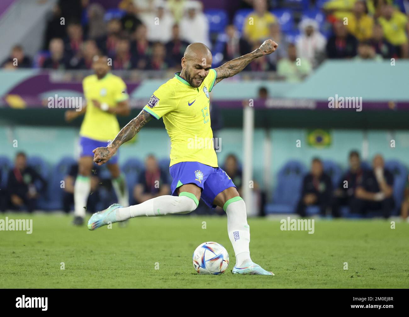 Dani Alves du Brésil lors de la coupe du monde de la FIFA 2022, série de 16 match de football entre le Brésil et la République de Corée sur 5 décembre 2022 au stade 974 à Doha, Qatar - photo: Jean Catuffe/DPPI/LiveMedia Banque D'Images