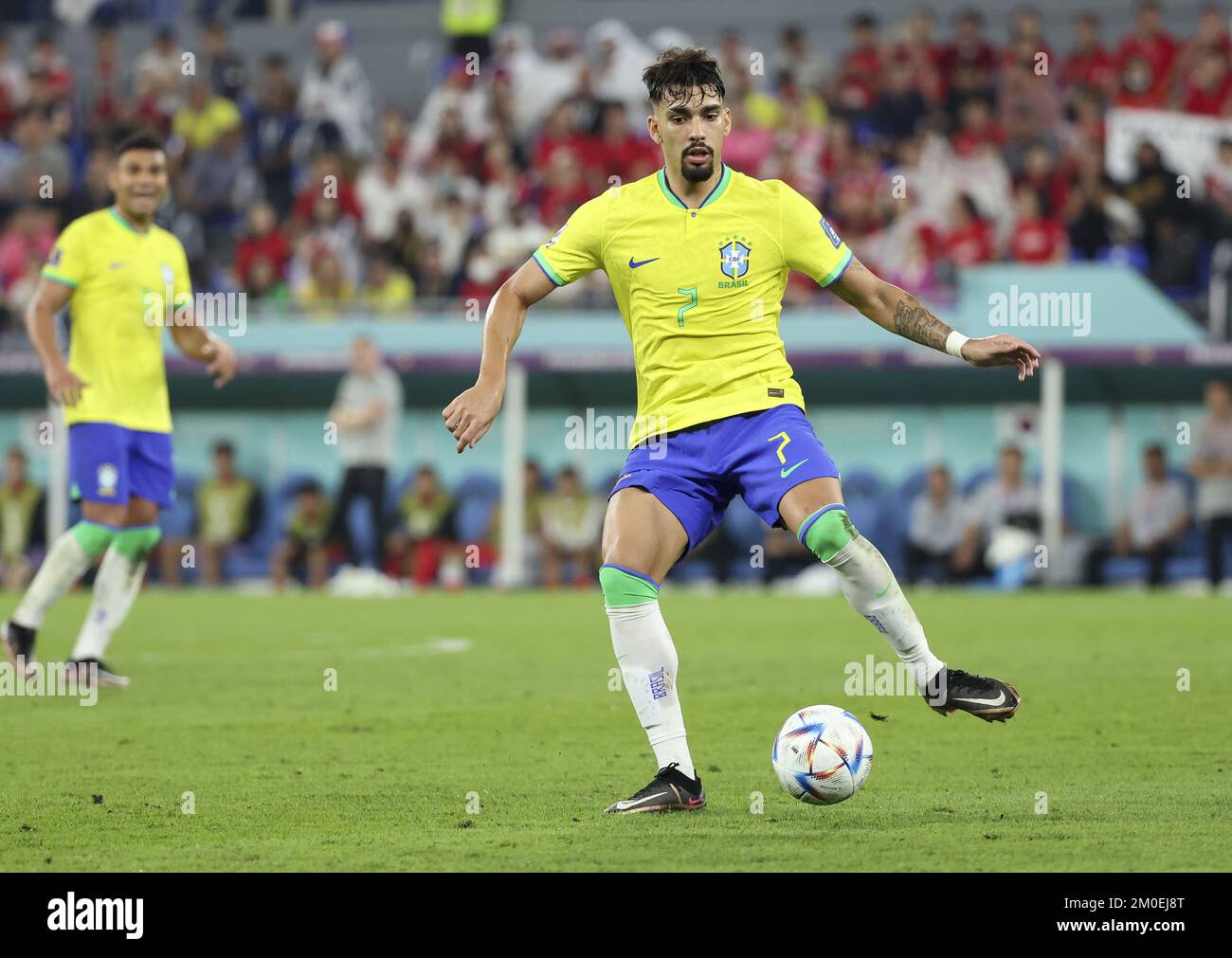 Lucas Paqueta du Brésil lors de la coupe du monde de la FIFA 2022, série de 16 match de football entre le Brésil et la République de Corée sur 5 décembre 2022 au stade 974 à Doha, Qatar - photo: Jean Catuffe/DPPI/LiveMedia Banque D'Images