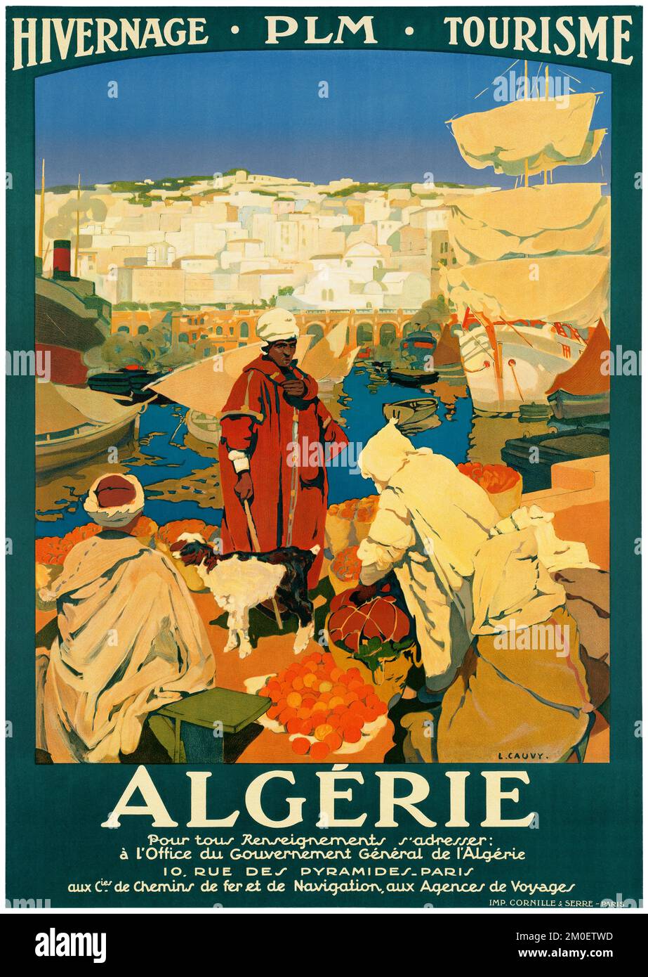 PLM. Algérie de Léon Cauvy (1874-1933). Affiche publiée en 1920s en France. Banque D'Images