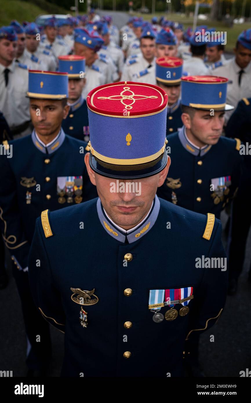 France, Bretagne, Coetquidan, Guer, 2021-09-23. Rapport sur la formation de l'École militaire Inter-Arms de Saint-Cyr Coetquidan à Morbihan. L'EM Banque D'Images