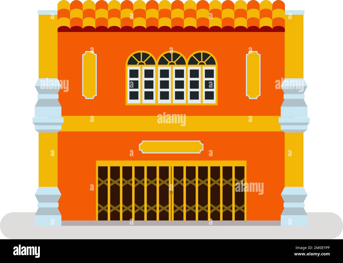 Vintage coloré Thaïlande shophouse.Classic bâtiment isolé arrière-plan.illustration vectorielle. Appartement dans urbain Illustration de Vecteur