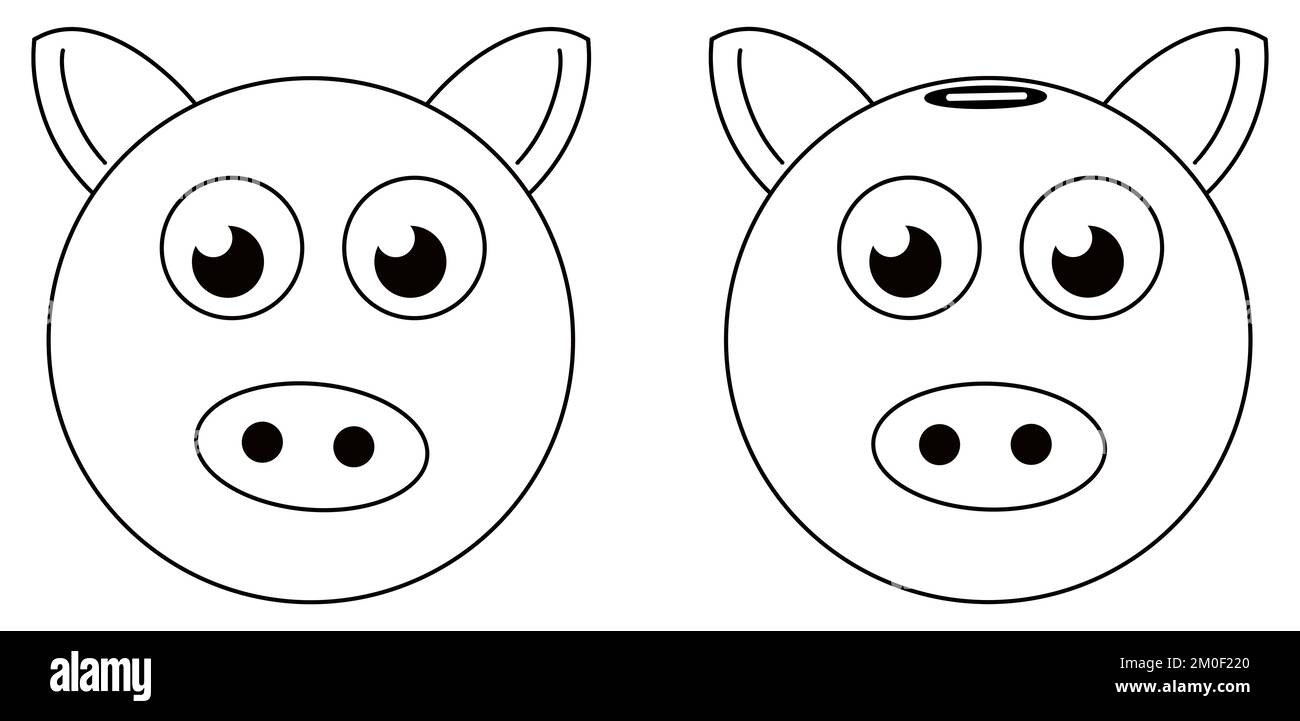 Pig and Piggy Bank Clipart isolé Banque D'Images