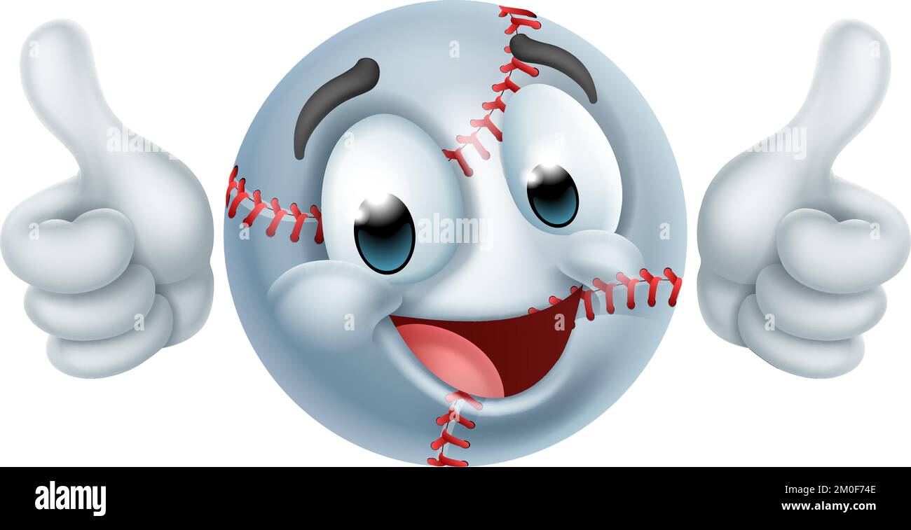 Balle de baseball Emoticon face Emoji icône de dessin animé Illustration de Vecteur