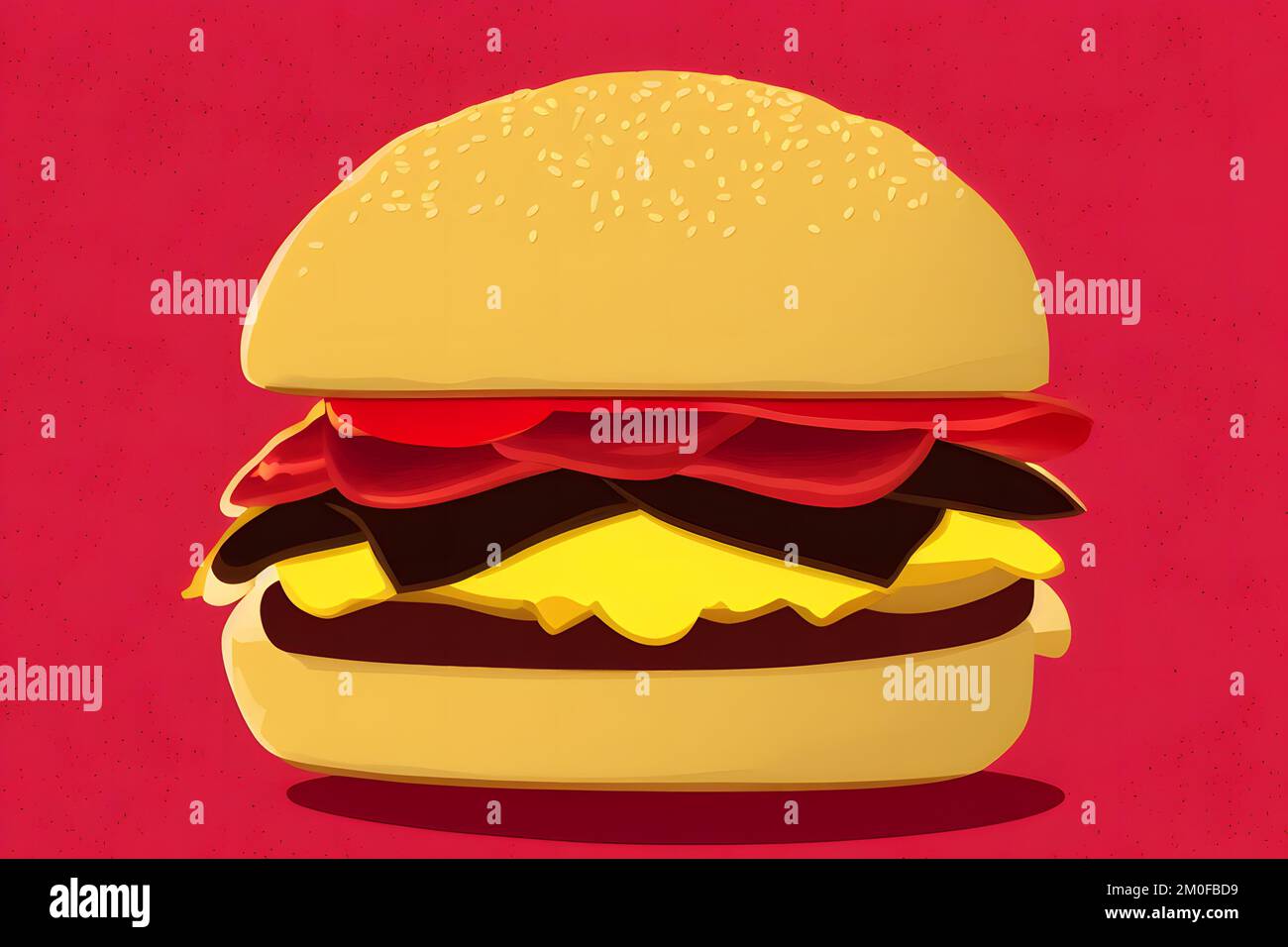 Illustration d'un hamburger de style rétro, un classique de restauration rapide Banque D'Images