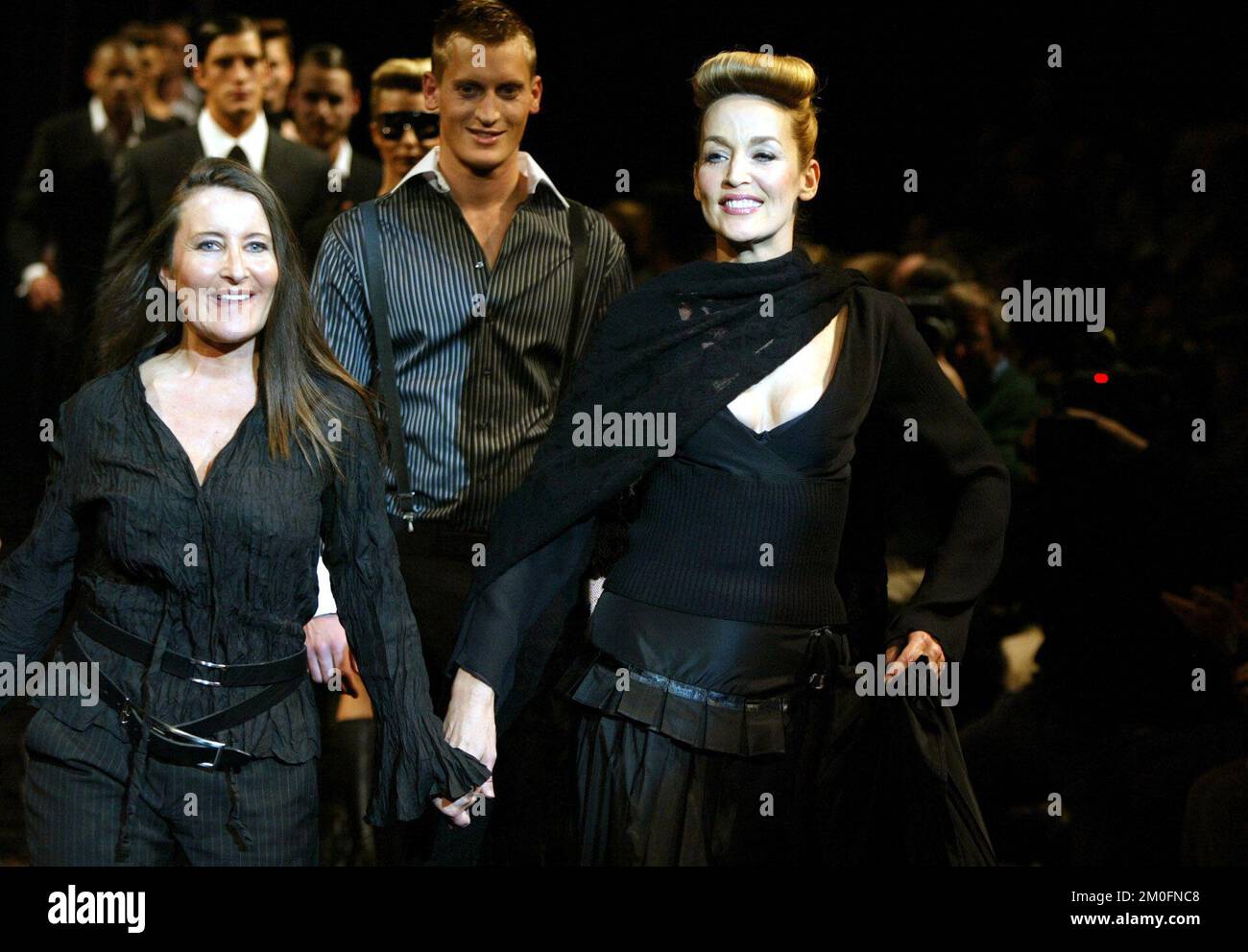 La beauté texane de 47 ans, Jerry Hall participe à la semaine de la mode danoise pour Sand, un designer danois. Banque D'Images