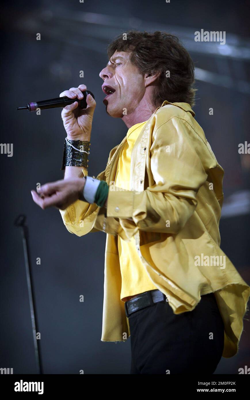 Mick Jagger se produit sur scène lors du concert des Rolling Stones à Copenhague, au Danemark. Banque D'Images